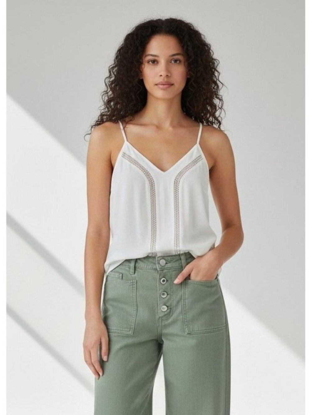 Treasure & Bond Lace Inset Camisole, Ivory, Sz. S